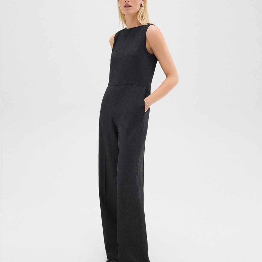 Theory Black Wide-Leg Sleeveless Jumpsuit